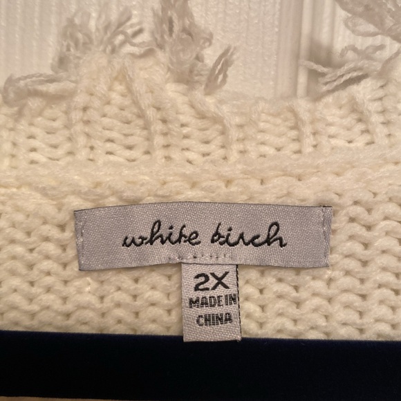NWOT White Birch White/Navy Distressed Lightning Bolt Sweater…size 2X - Picture 4 of 5